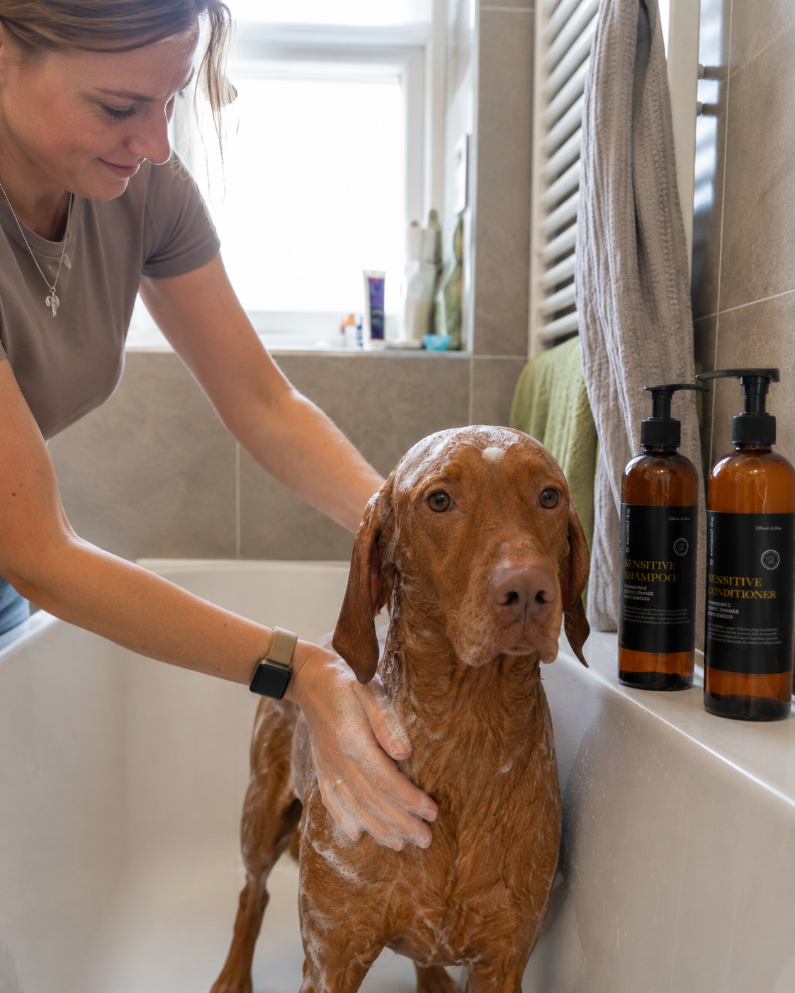 Verpackung des Hunde-Pflegesets Sensitive als fertiges Geschenkset