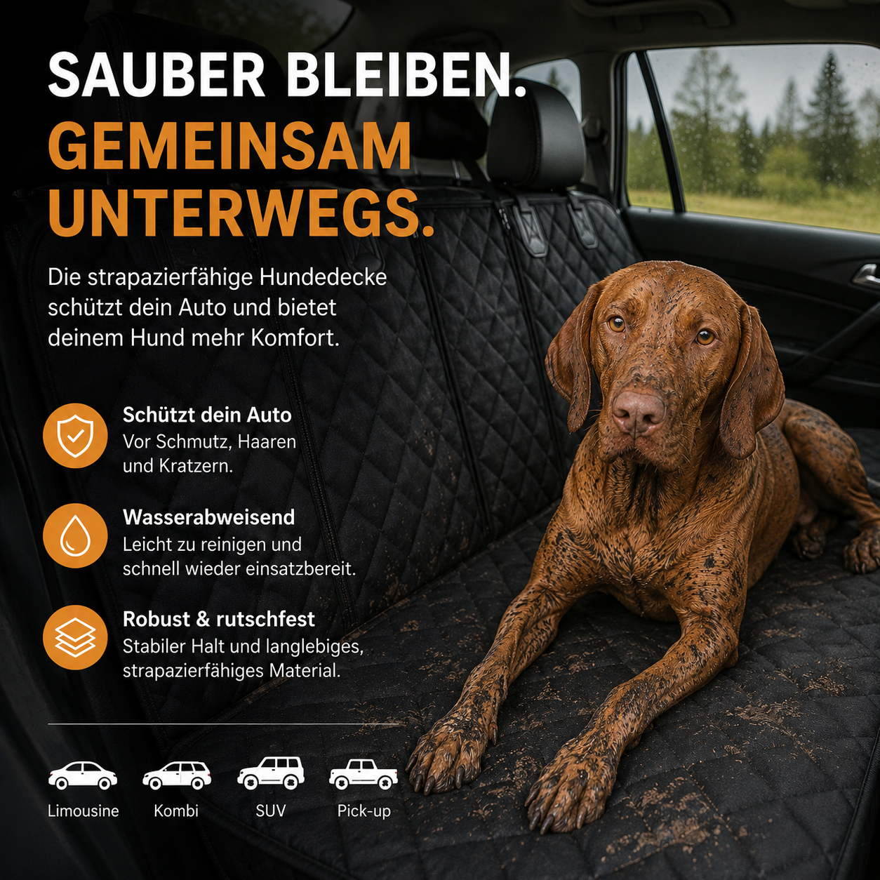 Wasserabweisende Oberfläche der Auto-Schondecke, abwischbar